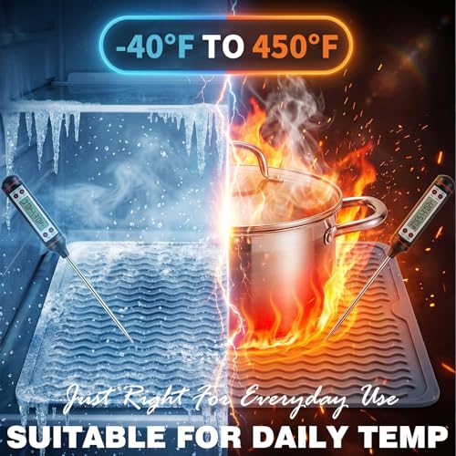 Caketime Silicone Dish Drying Mats - 2 Pack, Waterproof, 12"x12"