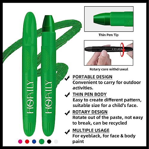 HOSAILY Green Eye Black Stick - Long Lasting Face Paint for Sports