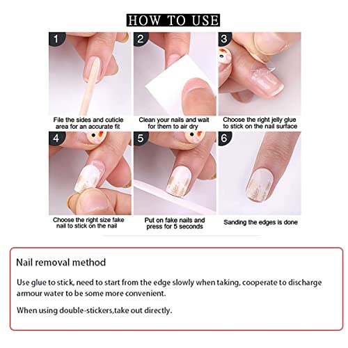 LRKNNO LM2 French Tip Press-On Nails Medium Square with Silver Glitter Line - Glossy Coffin Fake Nails for Women 24Pcs