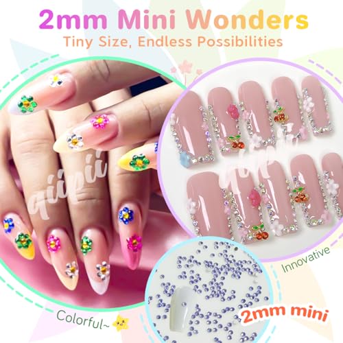 qiipii 36 Color 2mm Jelly Rhinestones for DIY Crafts & Nail Art