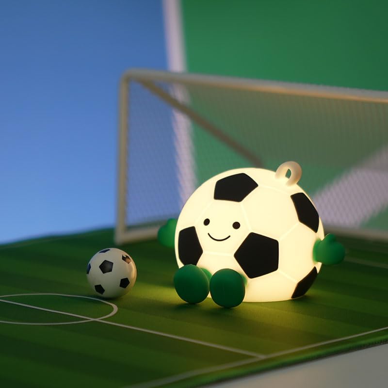 QANYI Mini Soccer Lamp - Rechargeable Silicone Night Light with 7 Colors & Hanging Rope