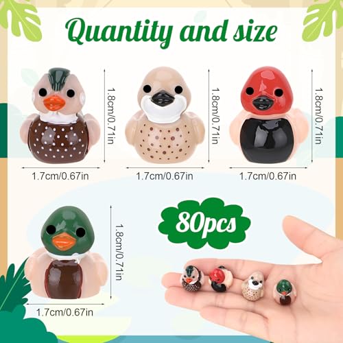 80 Mini Mallard Ducks - Vibrant Resin Bird Decorations