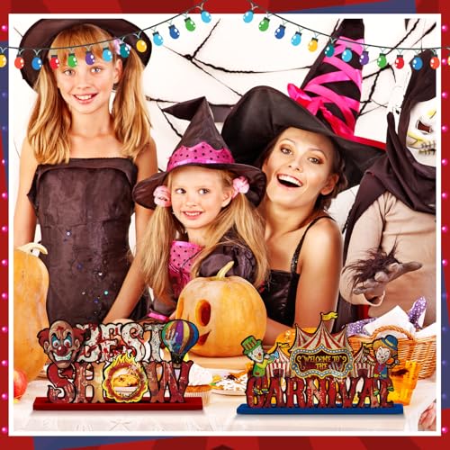 Horror Clown Circus Table Decorations - 6 Pcs Wooden Centerpieces