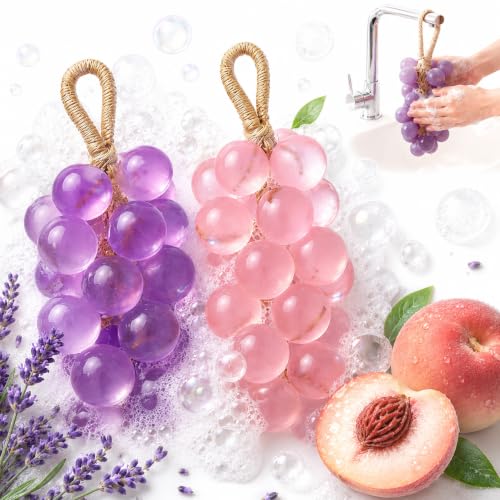 KUNAL Handmade Grapes Soap on a Rope – 2 Pack, Grapevine Cluster Design