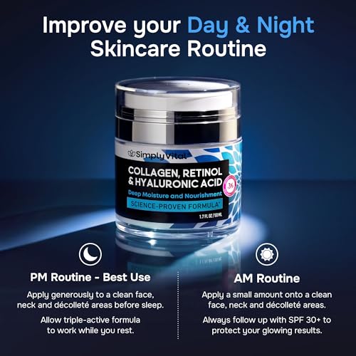 Anti-Aging Face Moisturizer with Retinol, Collagen & Hyaluronic Acid - Moisturizer Face Cream for Women & Men - Visibly Firming & Hydrating Neck Cream - Day & Night Skin Care - 1.7 fl oz