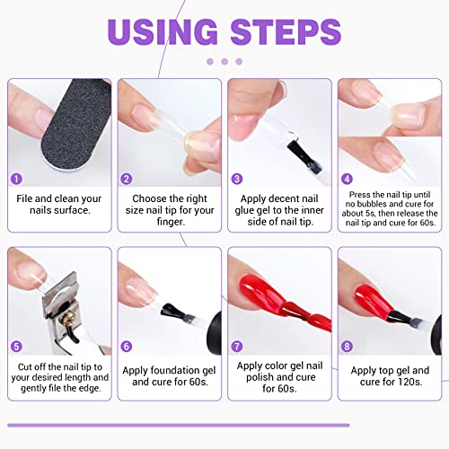 SAVILAND Gel Nail Glue Kit with UV Lamp - White2, 15ml, DIY Nail Extensions