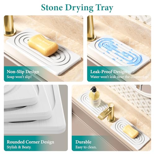 Diatomite Stone Drying Tray - Quick-Drying Kitchen & Bathroom Organizer