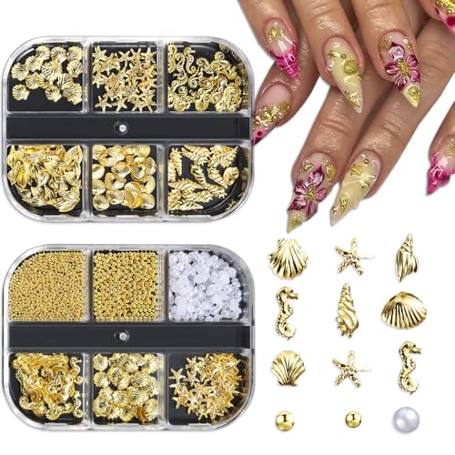 Mixed Nail Art Charms - 3D Starfish, Seahorse & Seashells