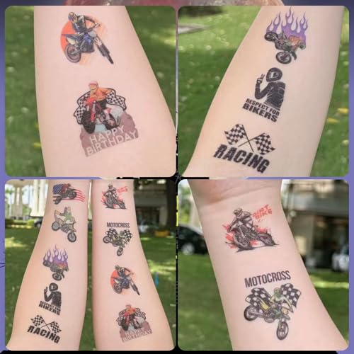 CAVALATAT 50 PCS Motocross Temporary Tattoos for Kids' Parties