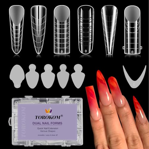 Poly Nail Extension Forms Set with Silicone Pads - Reusable French Manicure Tools
