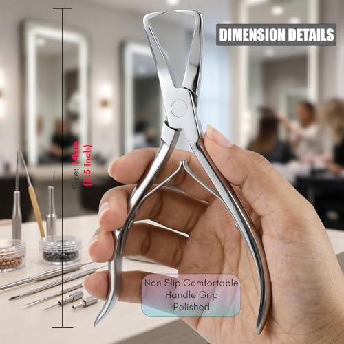 Stainless Steel Micro Link Bead Remover Pliers for Hair Extensions - Cross Edge Silver, 5.5 Inch