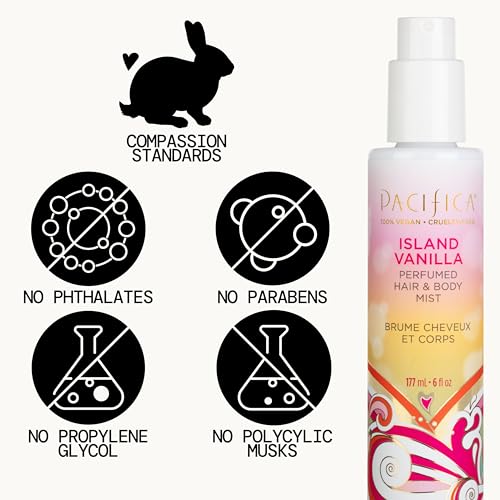 Pacifica Island Vanilla Hair Mist & Body Spray - 6 oz Vegan Perfume
