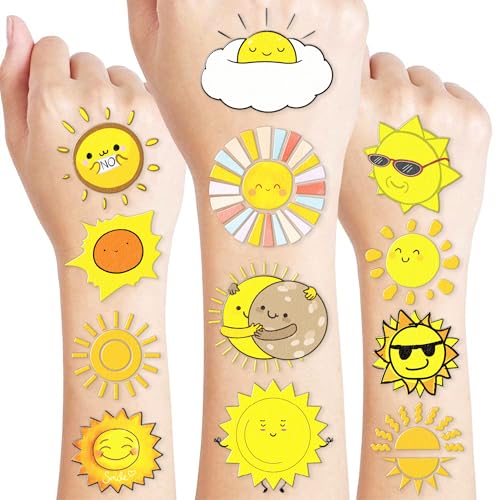 60 PCS Sunshine Temporary Tattoos for Kids - Boho Party Favors