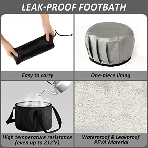 JSVSLTD 20L Collapsible Foot Bath Basin - Portable Foldable Soak Tub Black