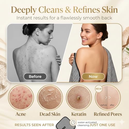 Liedrg Double Sided Microfiber Exfoliating Shower Towel - 40in Bath Body Scrubber for All Skin Types