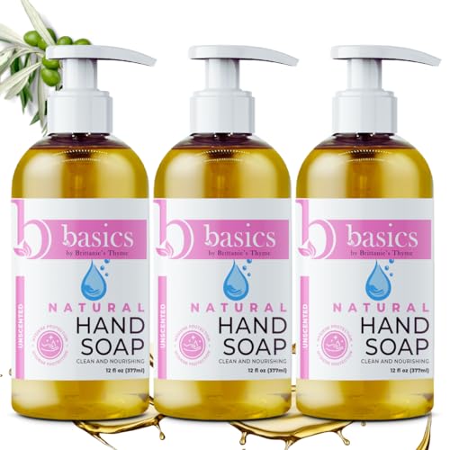 Brittanie's Thyme Basics Unscented Natural Hand Soap - Pack of 3, 12 fl oz