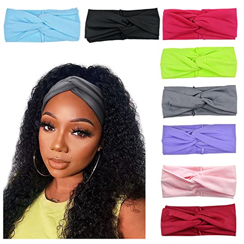 DRESHOW Women's Elastic Knotted Headbands - 8 Pack Non-Slip Hair Wraps