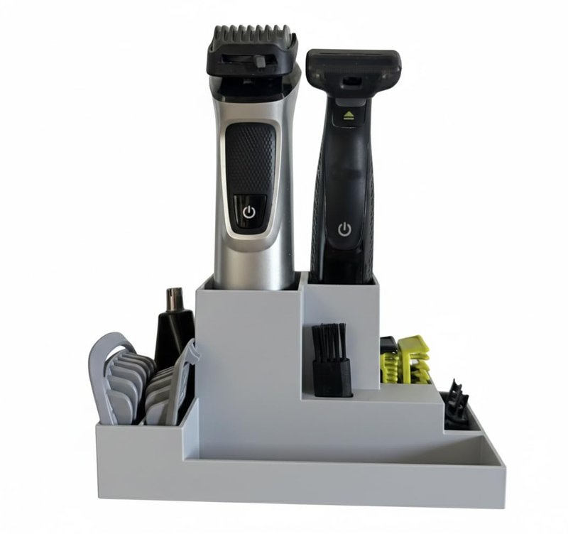 DSSWEN Organizer Holder for Philips OneBlade & Multigroom Series 9000 – Storage Stand for Shaver, Attachments, Blades & Accessories – Bathroom Counter Grooming Organizer