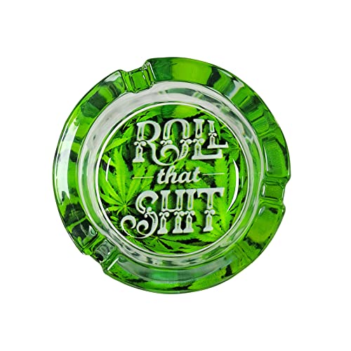 Round Green Leaf Cigarette Ashtray | Durable Indoor & Outdoor Use