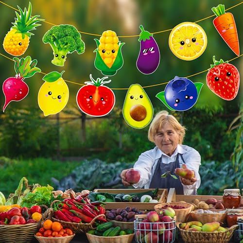 Fruit and Vegetable Banners Set for Summer Parties - 2 Cute Banners