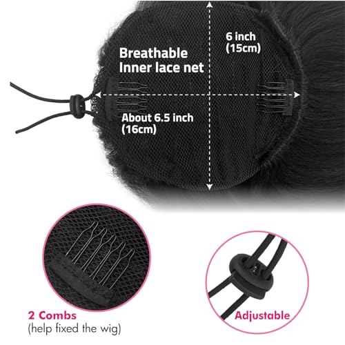 UAmy 14-Inch Yaki Straight Drawstring Ponytail Extension - Natural Black