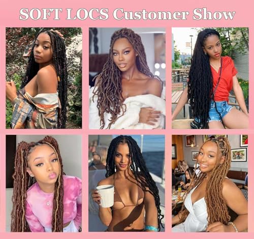 Datuoda 8 Packs 24 Inch Soft Locs Crochet Hair - 1B Faux Locs