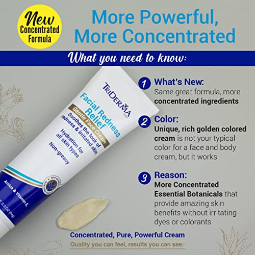 TriDerma Facial Redness Relief Cream 3.3 Ounce - Soothing Hydration