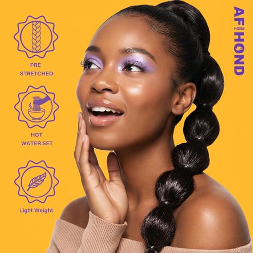 Afihond Pre-Stretched Braiding Hair Extensions OFF BLACK 28 Inch Pack of 6 - Natural Black