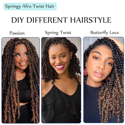 Miyamarch 14-Inch Springy Afro Twist Hair - 8 Packs Marley Braiding Hair