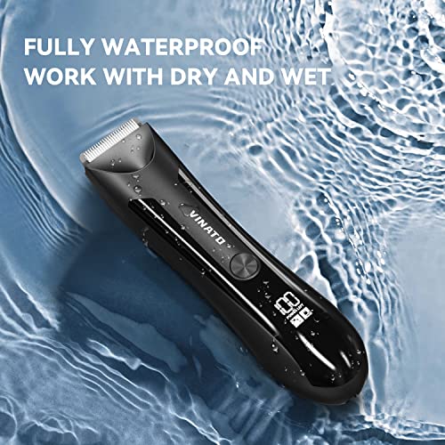 VINATO Electric Body Hair Trimmer - Manscape Ball Trimmer, Groin Hair Trimmer for Men, Waterproof Ball Shaver, USB Recharge Dock Replaceable Ceramic Blade, Male Hygiene Razor, 90 Mins Battery Life
