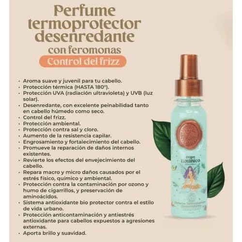 Perfume Termoprotector para Cabello, Sin Alcohol, Antifrizz, Desenredante, Protecci?n solar, Con Feromonas, Aroma Ritual de Tentaci?n Jazm?n y Vainilla 120ML. Todo tipo de cabello.