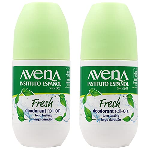 Avena Instituto Espanol Fresh Deodorant Roll-On 2-Pack, Long-Lasting, Alcohol-Free