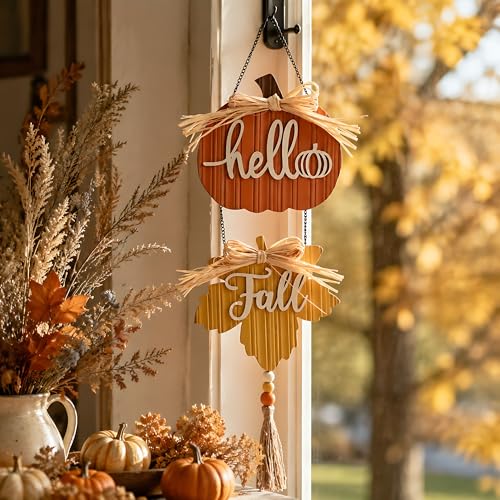 Rustic Fall Wreath with Pumpkin & Maple Leaf – 15 Inch