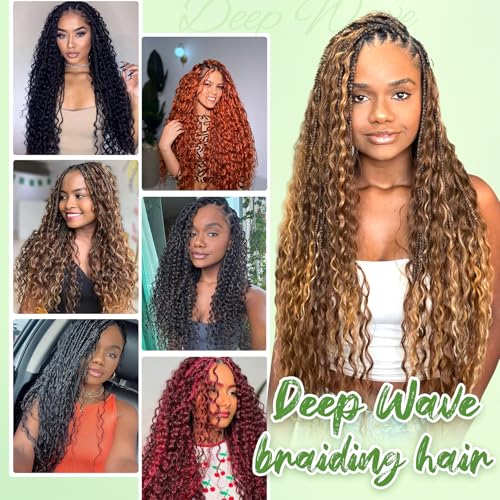 14-Inch Burgundy Deep Wave Crochet Hair - 2 Packs for Boho Braids