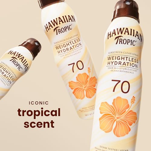 Hawaiian Tropic Weightless Hydration SPF 70 Sunscreen Spray, 6 Oz