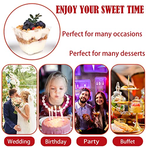 Hiasobre 3.5 oz Clear Mini Dessert Cups with Spoons - 50 Pack