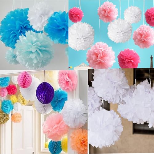 Dark Green Tissue Paper Pom Poms - 12PCS (6x10in & 6x12in) DIY Decorations