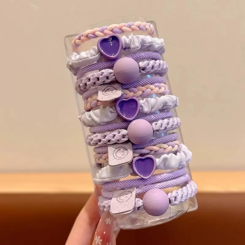 Boho Hair Ties & Bracelets - 15 Pcs Elastic Accessories for Thick or Thin Hair | 5 Stylish Designs in Yellow