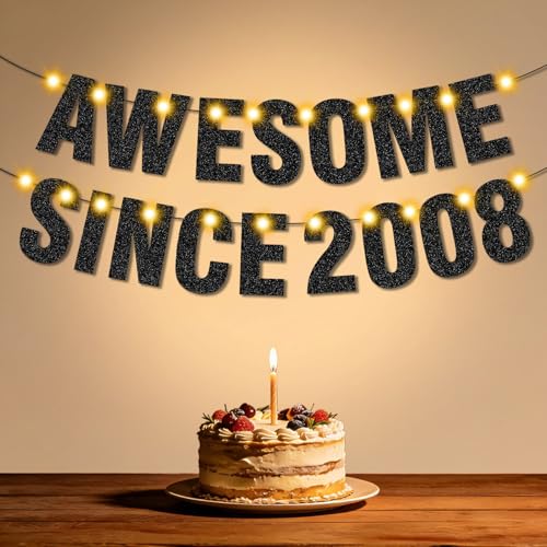 Awesome Since 2008 18th Birthday Banner with LED Lights
