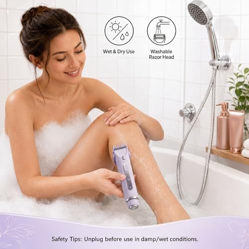 OGLEA Purple Bikini Trimmer for Women, Electric Razor for Sensitive Areas