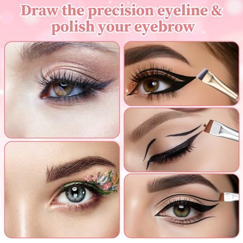 12-Piece Fine Angled Eyebrow Brush Set for Precision Makeup
