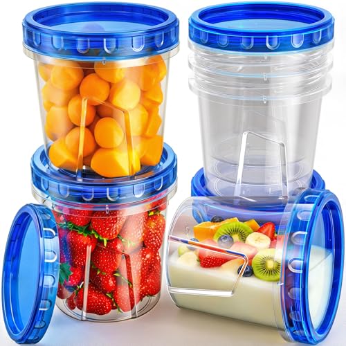 HOMETALL 6 Pack 24 Oz Freezer Storage Containers - Airtight, Leakproof, BPA-Free Plastic