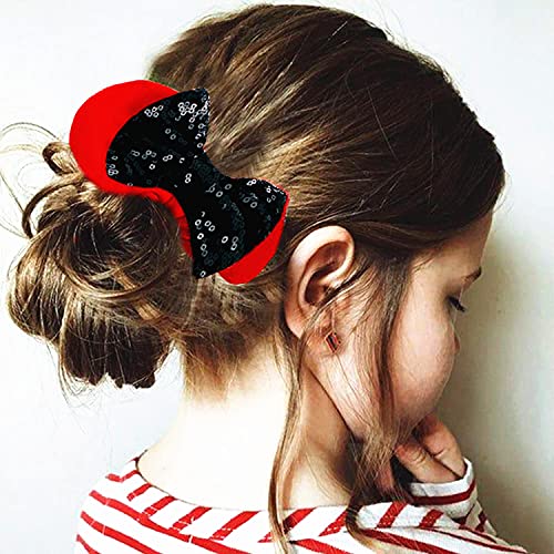 JOYFISCO Mouse Ear Scrunchies - 3 Pack Velvet Sequin Bow Hair Ties
