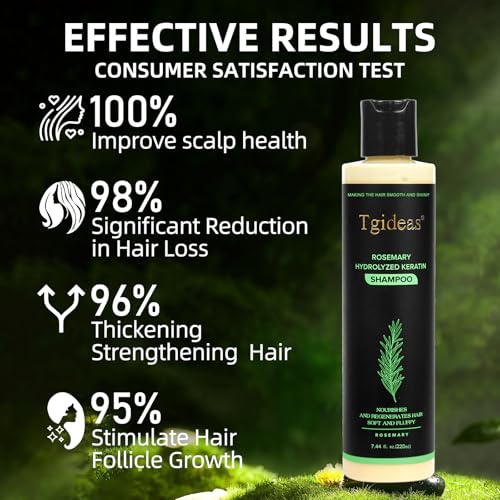Tgideas Rosemary & Biotin Shampoo for Thinning Hair, Volumizing Shampoo for Fuller, Thicker Hair, Strengthening & Nourishing Formula with Root Lift, Gentle Daily Care for Women & Men (7.4 fl oz)