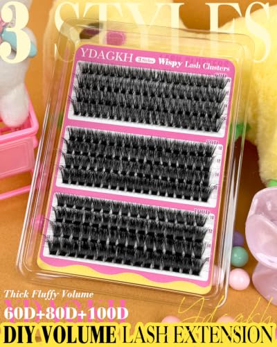 YDAGKH Fluffy Lash Cluster Kit - 60D/80D/100D Volume Extensions