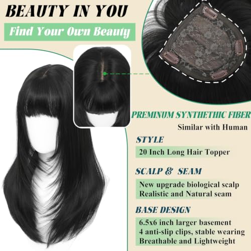Black Hair Toppers for Women 20 Inch Thinning Hair Extensions Natural Look