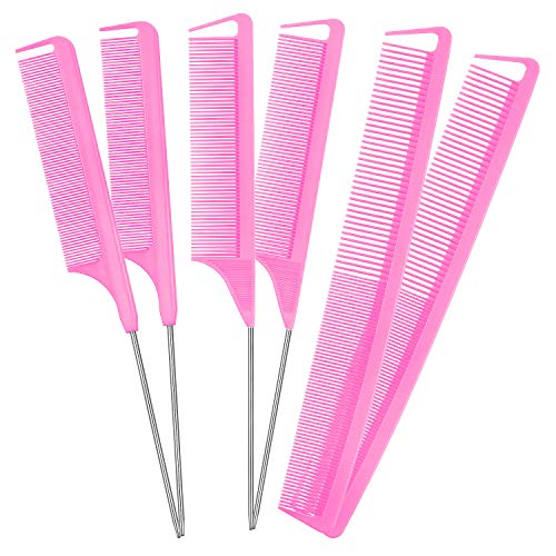 Patelai 6 Pack Pink Parting Combs Set for Braiding & Styling – Salon & Home