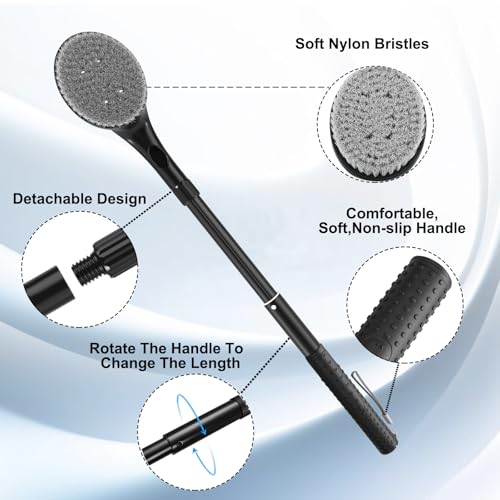 Gobiteli Long Handle Back Scrubber for Shower - Adjustable Body Brush