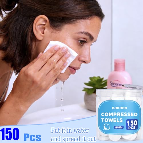 150 Compressed Towels - Soft & Absorbent Disposable Washcloths