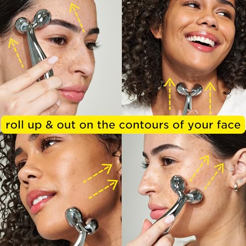 Pacifica Future Youth Stainless Steel Face Roller – Cooling Dual Gua Sha Facial Massager for Sculpting & De-Puffing – Face Roller Variation